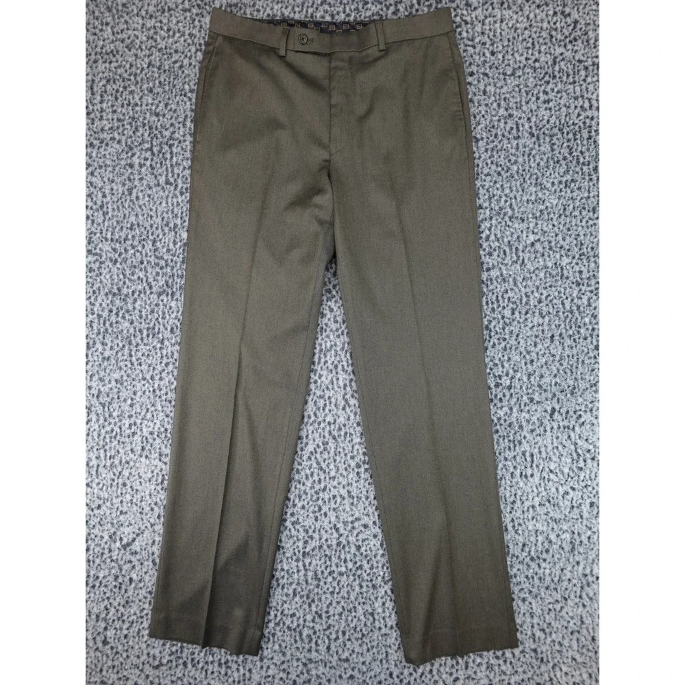 Lauren Ralph Lauren Dress Pants Mens 32W x 32L Olive Green Flat Front Stretch